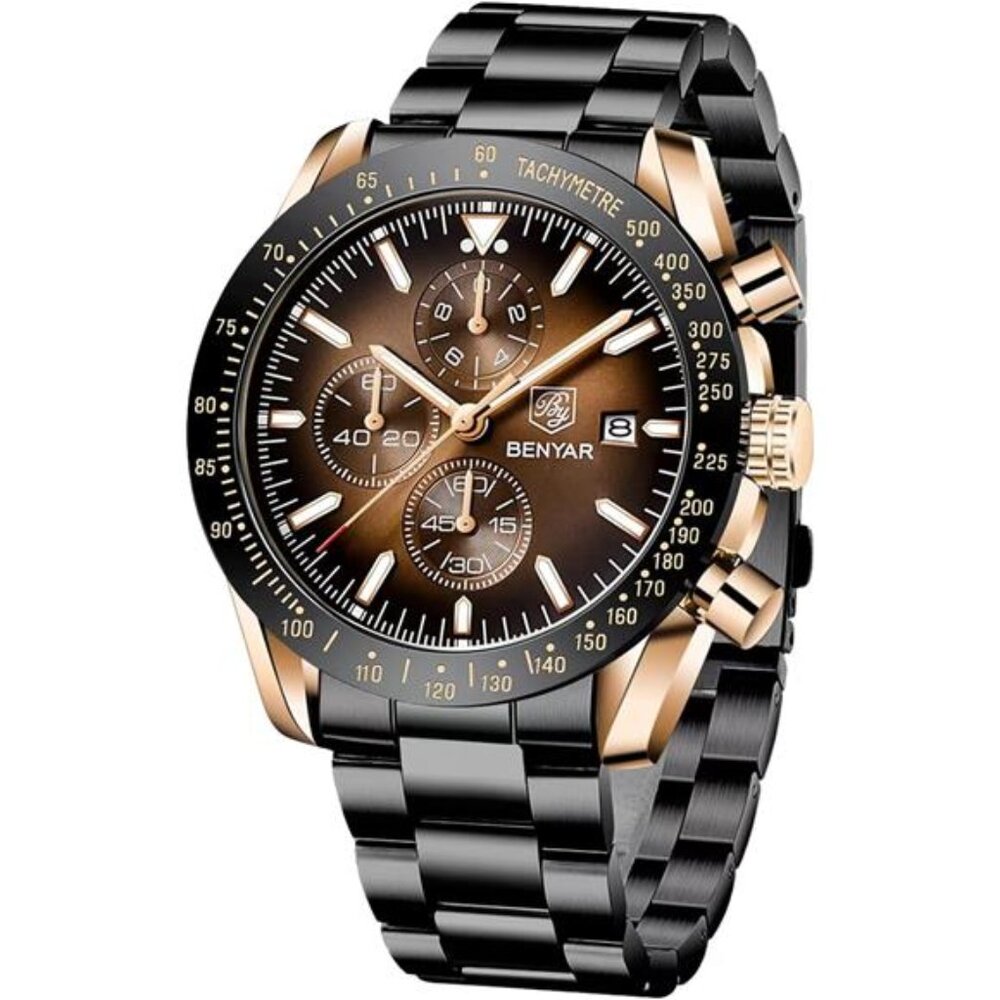 NEW Black/Gold Mens Luxury Fashion Business Watch